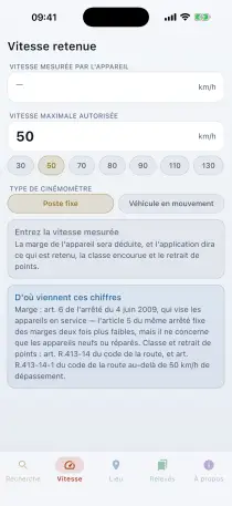 Calcul de la vitesse retenue après déduction de la marge